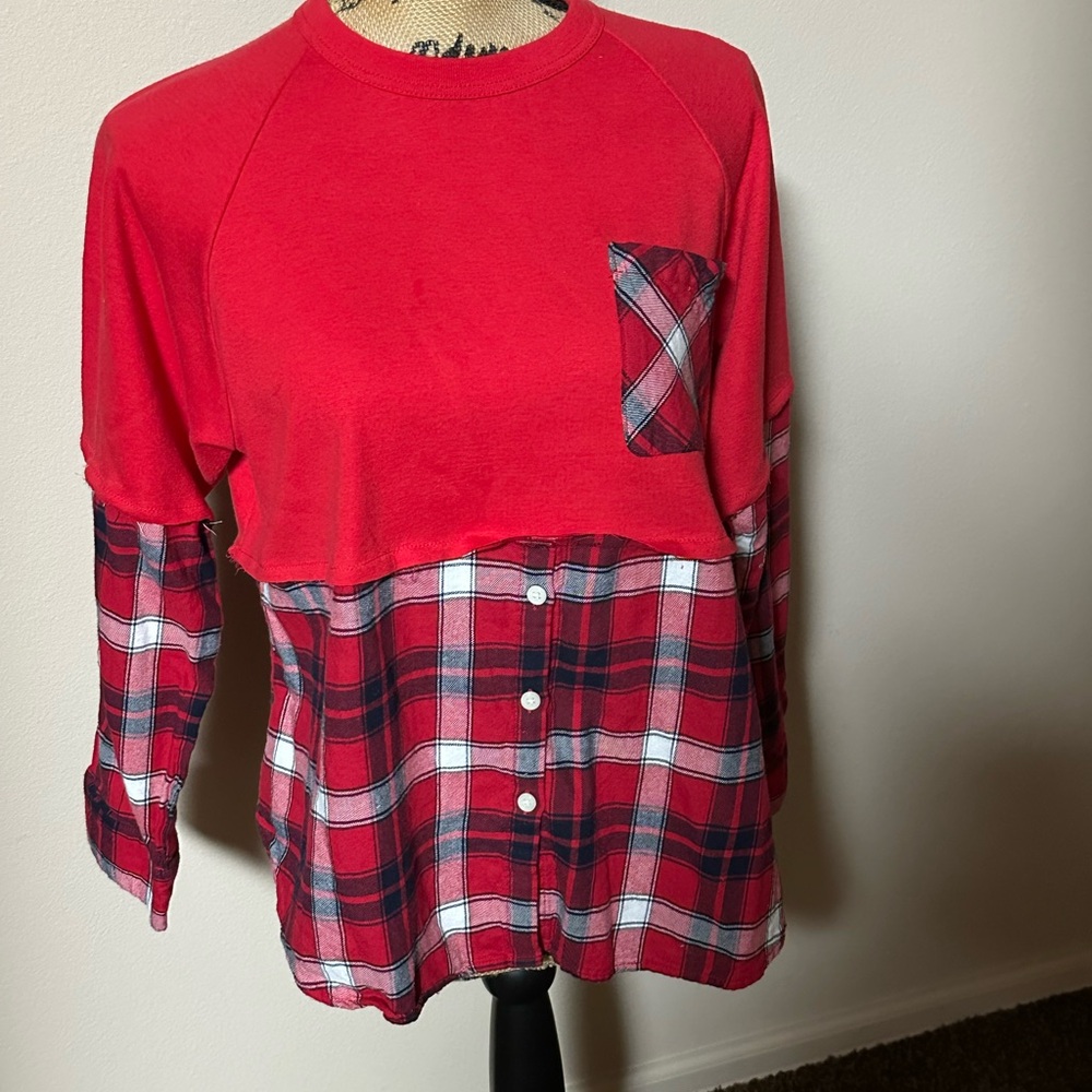 Crewneck & Flannel Combo Shirt